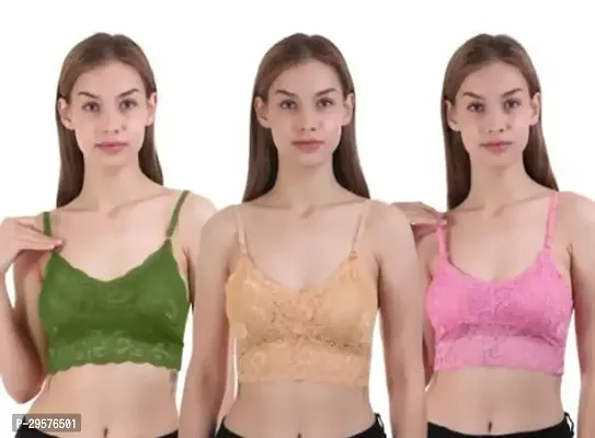 Stylish Multicoloured Net Bras For Women Pack Of 3-thumb2