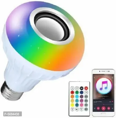 Wireless E27 20-Watts LED RGB Bluetooth Speaker Bulb - Music Playing Light changing Lamp with Remote Controller (White, Stereo Channel, Pack of 1)-thumb0