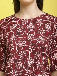 Stylish Red Crepe Printed Half Sleeve Top For Women-thumb2