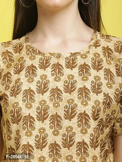 Stylish Yellow Crepe Printed Half Sleeve Top For Women-thumb3