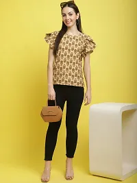 Stylish Yellow Crepe Printed Half Sleeve Top For Women-thumb3