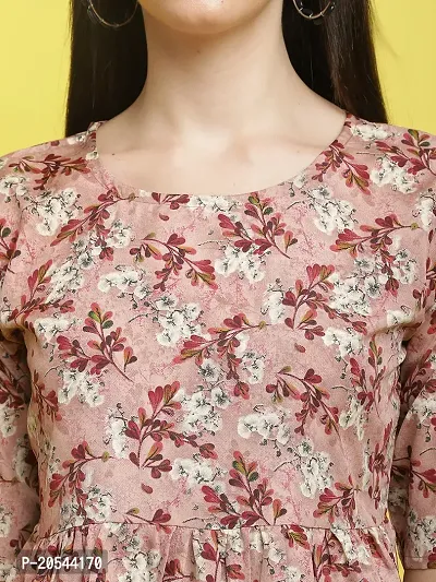 Stylish Pink Crepe Printed Half Sleeve Top For Women-thumb3