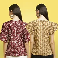 Stylish Crepe Floral print Half Sleeve Top For Women  Pack Of 2-thumb1