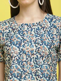 Stylish Blue Crepe Printed Half Sleeve Top For Women-thumb2