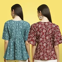 Stylish Crepe Floral print Half Sleeve Top For Women  Pack Of 2-thumb1