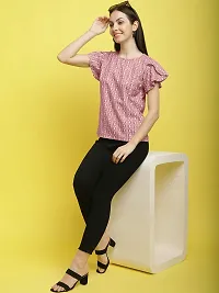 Stylish Pink Crepe Printed Half Sleeve Top For Women-thumb3