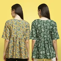 Stylish Crepe Floral print Half Sleeve Top For Women  Pack Of 2-thumb1