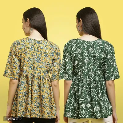 Stylish Crepe Floral print Half Sleeve Top For Women  Pack Of 2-thumb2