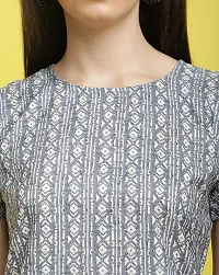 Stylish Grey Crepe Printed Half Sleeve Top For Women-thumb2