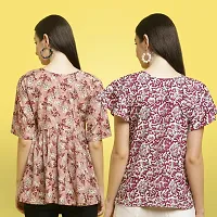 Stylish Crepe Floral print Half Sleeve Top For Women  Pack Of 2-thumb1