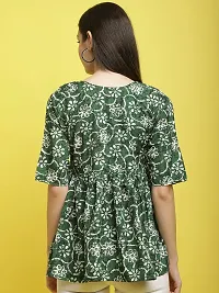 Stylish Green Crepe Printed Half Sleeve Top For Women-thumb1