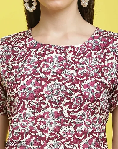 Stylish Maroon Crepe Printed Half Sleeve Top For Women-thumb3