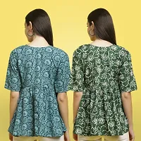 Stylish Crepe Floral print Half Sleeve Top For Women  Pack Of 2-thumb1