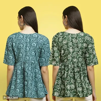 Stylish Crepe Floral print Half Sleeve Top For Women  Pack Of 2-thumb2