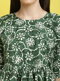 Stylish Green Crepe Printed Half Sleeve Top For Women-thumb2