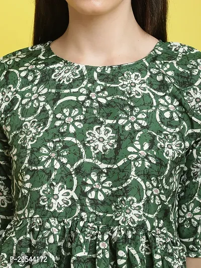 Stylish Green Crepe Printed Half Sleeve Top For Women-thumb3