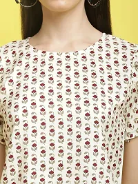 Stylish Off White Crepe Printed Half Sleeve Top For Women-thumb2