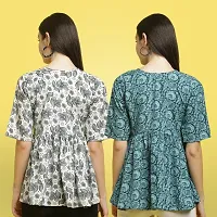 Stylish Crepe Floral print Half Sleeve Top For Women  Pack Of 2-thumb1