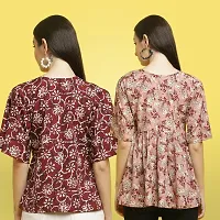 Stylish Crepe Floral print Half Sleeve Top For Women  Pack Of 2-thumb1