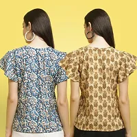 Stylish Crepe Floral print Half Sleeve Top For Women  Pack Of 2-thumb1