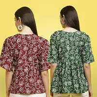 Stylish Crepe Floral print Half Sleeve Top For Women  Pack Of 2-thumb1