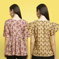 Stylish Crepe Floral print Half Sleeve Top For Women  Pack Of 2-thumb1