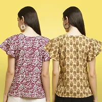 Stylish Crepe Floral print Half Sleeve Top For Women  Pack Of 2-thumb1