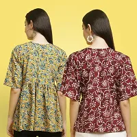 Stylish Crepe Floral print Half Sleeve Top For Women  Pack Of 2-thumb1