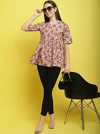 Stylish Pink Crepe Printed Half Sleeve Top For Women-thumb3