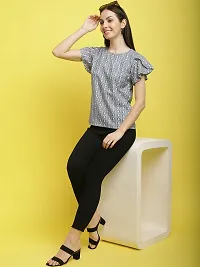 Stylish Grey Crepe Printed Half Sleeve Top For Women-thumb3