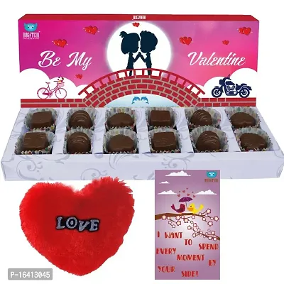 Bogatchi Dark Chocolate Box (12 Pcs), Lovely Red Heart Soft Toy  Greeting Card