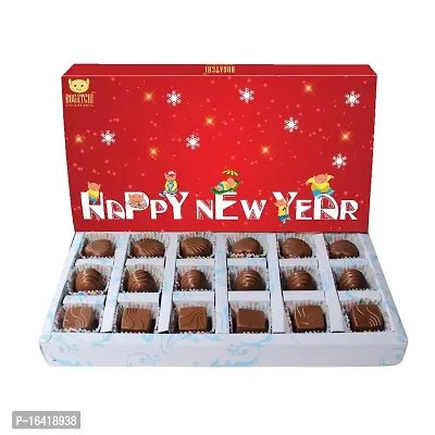 BOGATCHI HAPPY NEW YEAR BOX, NEW YEAR CHOCOLATES, NEW YEAR GIFT CHOCOLATES, NEW YEAR CHOCOLATES GIFT, NEW YEAR CHOCOLATE GIFTS, NEW YEAR GIFT BOX, NEW YEAR CHOCOLATE GIFT BOX, 15% DARK CHOCOLATE WITH CRISPY FUDGE, BUTTER SCOTCH AND PEANUTS, 180 G