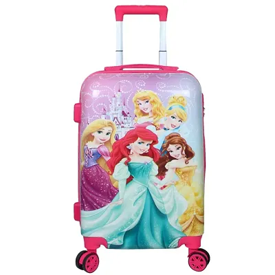 Small Check-in Suitcase (16 inch) - 5 Princess Printed Suitcase/ Trolley Bag for Kids/Gifting purposes - Pink