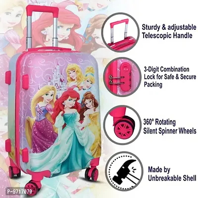 Small Check-in Suitcase (16 inch) - 5 Princess Printed Suitcase/ Trolley Bag for Kids/Gifting purposes - Pink-thumb5