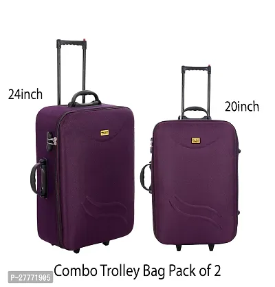 Combo Trolley Bag (20inch+24inch) Polyester Check In Soft Case Trolley / Bag Suitcase for Travel Purple-thumb0