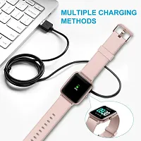 Lowfe Upgraded T55 / T500 Watch Cable, Watch Holder Magnetic 2 pin Cable, Watch Charging Cable, T55, T500 Charger 4mm Adapter Length 20 cm for SmartWatch (Charge only, Black)-thumb3