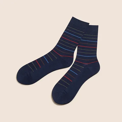 Stripe Crew Length Socks For Men( Pack Of 1)