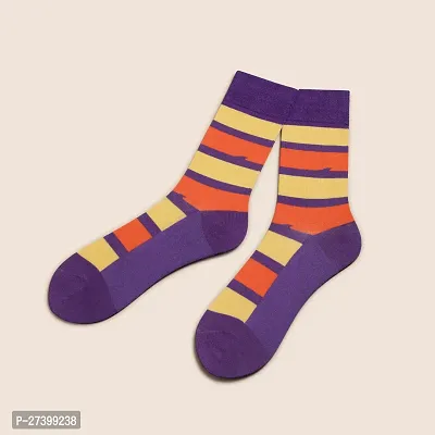 Bold Stripe Purple Crew Length Socks Pack Of 1 Unisex-thumb0