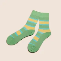 Bold Stripe Purple  Green Crew Length Socks Pack Of 2 Unisex-thumb3