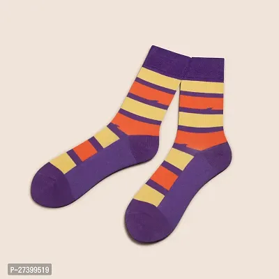 Bold Stripe Purple  Green Crew Length Socks Pack Of 2 Unisex-thumb3