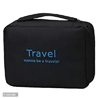 Black Toiletry Bag Travel Organizer Cosmetic Makeup Bag Unisex Travel Toiletry Kit  (Black)-thumb0