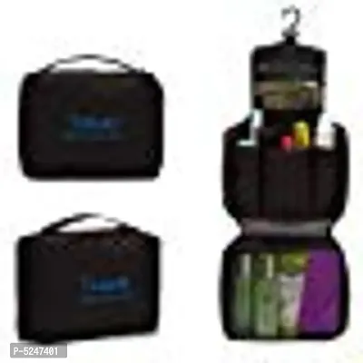 Black Toiletry Bag Travel Organizer Cosmetic Makeup Bag Unisex Travel Toiletry Kit  (Black)-thumb2