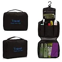 Black Toiletry Bag Travel Organizer Cosmetic Makeup Bag Unisex Travel Toiletry Kit  (Black)-thumb2