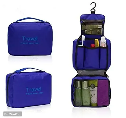 Black Toiletry Bag Travel Organizer Cosmetic Makeup Bag Travel Toiletry Kit Bag (Blue)-thumb2