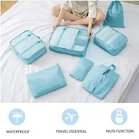Polyester 3 Packing Cubes with 3 Pouches and 1 Toiletry Organizer Bag (Light Blue) -Set of 7-thumb1