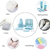 Polyester 3 Packing Cubes with 3 Pouches and 1 Toiletry Organizer Bag (Light Blue) -Set of 7-thumb4