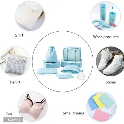 Polyester 3 Packing Cubes with 3 Pouches and 1 Toiletry Organizer Bag (Light Blue) -Set of 7-thumb5