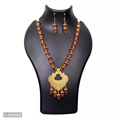 Stylish Maroon Bronze Jewellery Set For Women