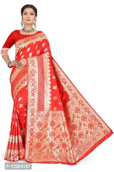 Banarsi Katan Silk Weaving Saree with blouse piece-thumb0