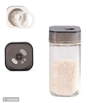 DYOMNIZY Salt Dispenser Metering Salt Shaker Press-Type Quantitative Seasoning Bottle Glass Spice Salt Pepper Container Dispenser (Pack of 2)